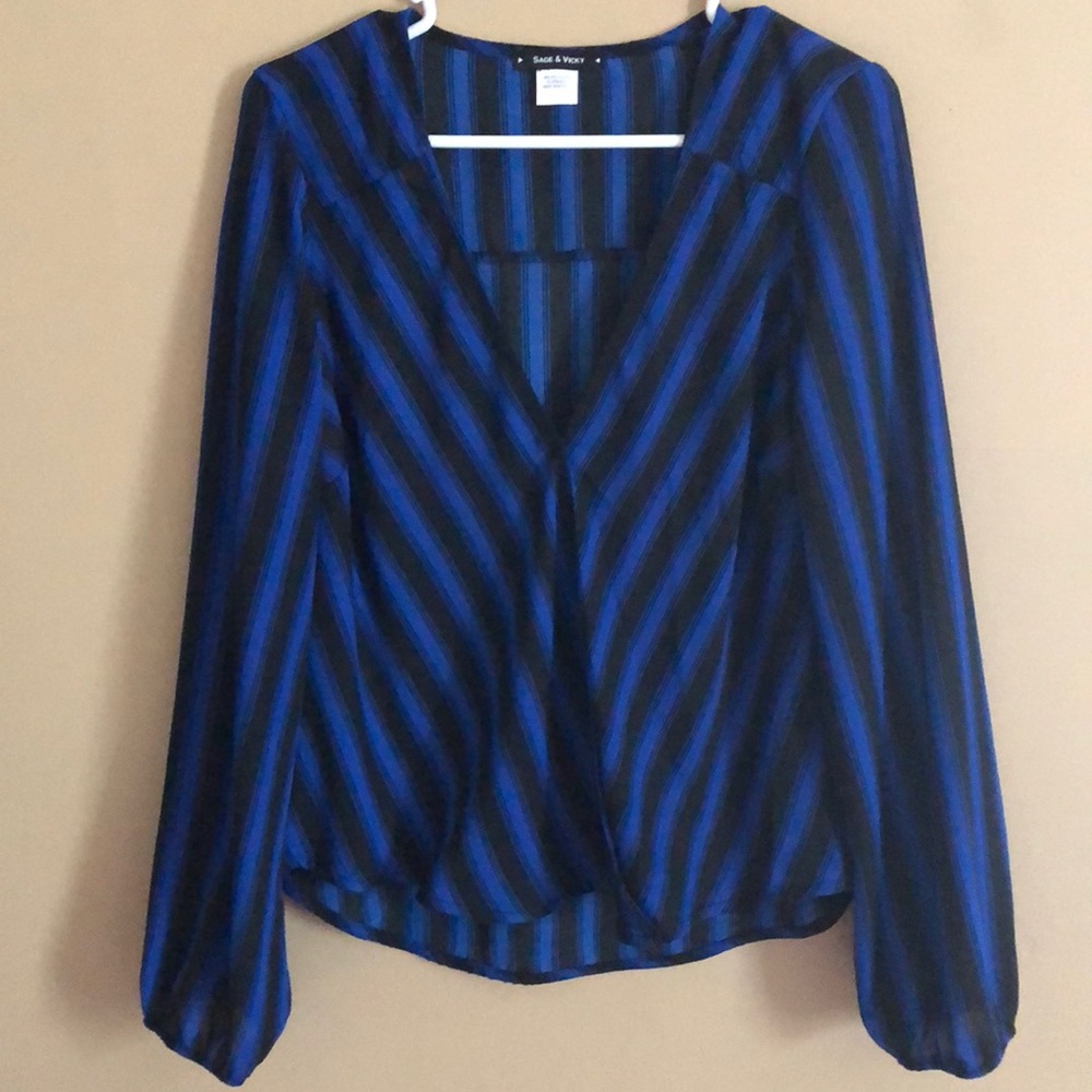 Blue & Black Striped Shirt 👚
